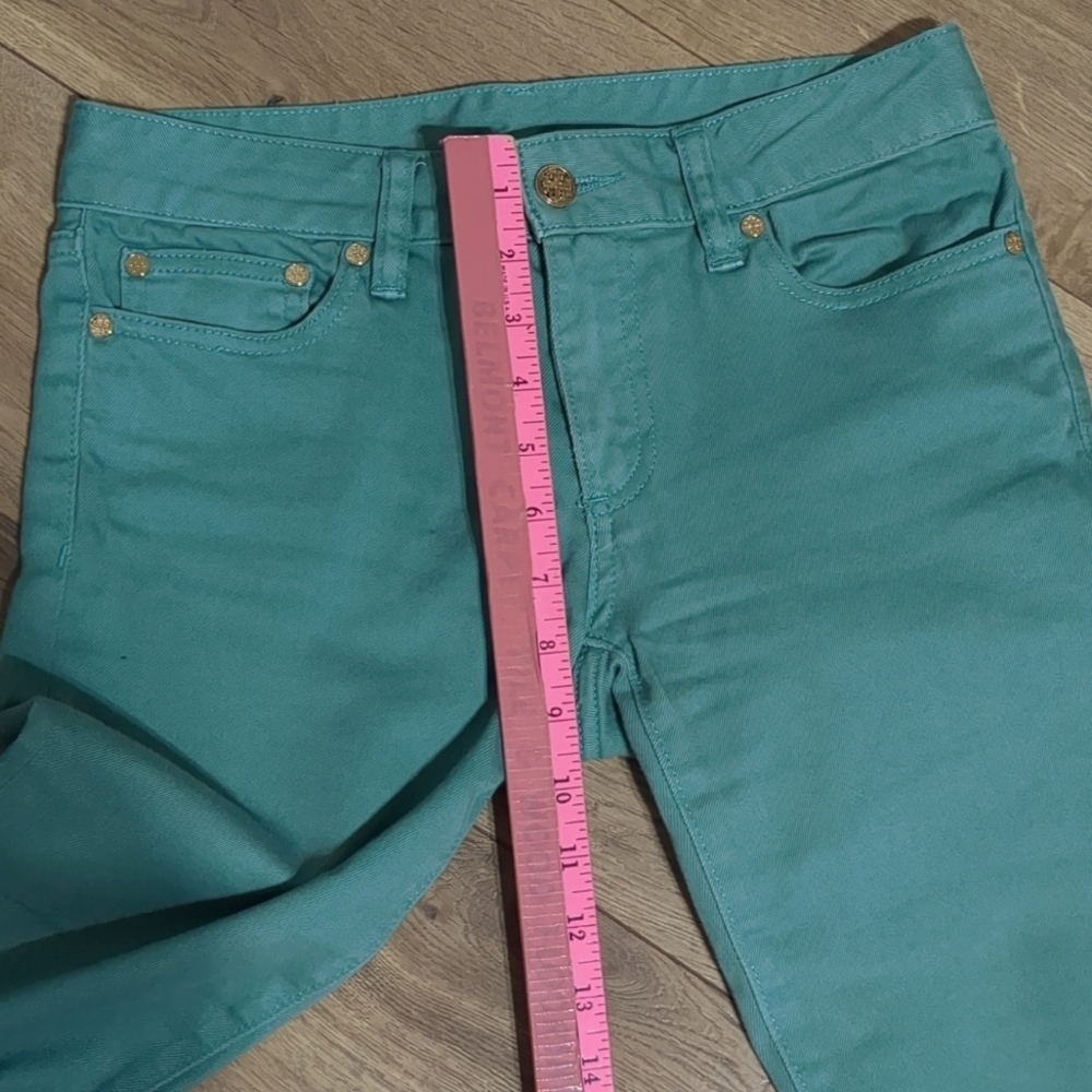 Tory Burch Alexa Cropped Skinny Viridian Green Jeans Size 25 - Picture 6 of 14